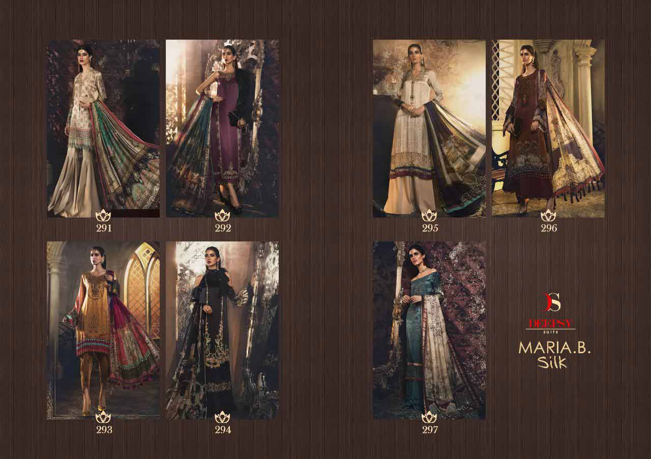 Maria B Silk Deepsy Satin Silk Handwork Suits Maria B Silk Deepsy Satin Silk Handwork Suits
